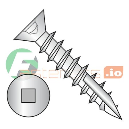 Newport Fasteners Wood Screw, #9, 1 in, Zinc Plated Steel Flat Head Square Drive, 5000 PK 557827